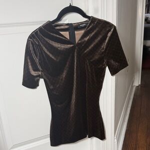 Balmain Dark Brown Short Sleeve Top